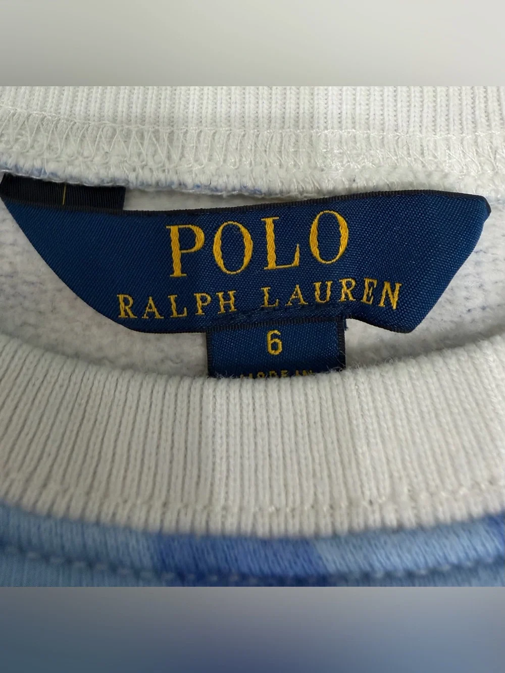 Polo Ralph Lauren‎ Girl Sweater Checkered Blue Embroidered Logo Size 6